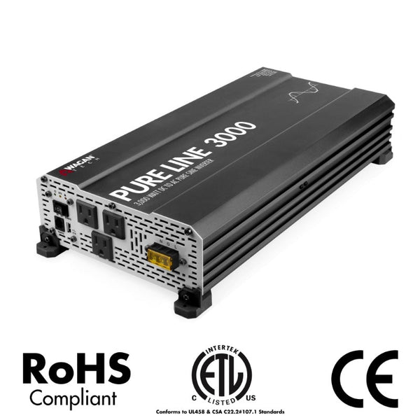 Wagan Tech Pure Line 3000 Watt (PSW) Inverter in Black