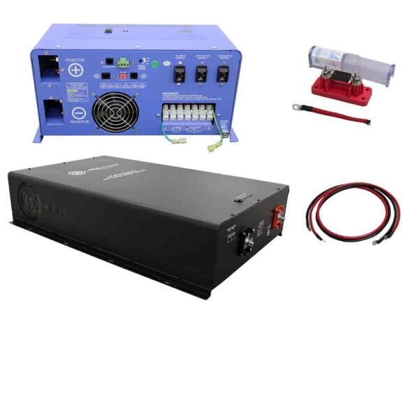 Aims Power Off Grid Solar Kit | 4000W Pure Sine Inverter Charger 120/240VAC | 760 Watt Solar Panels | 600 A Batteries