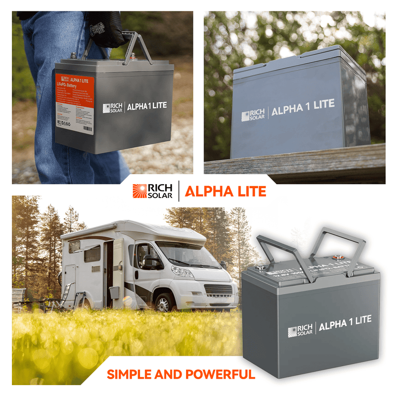 RICH SOLAR ALPHA 1 LITE | 12V 100Ah LiFePO4 Battery | Lightweight 12V Lithium Battery for RVs, Trailers, Vans, Boats, Off-Grid | 4,000 Lifetime Cycles | Best Value