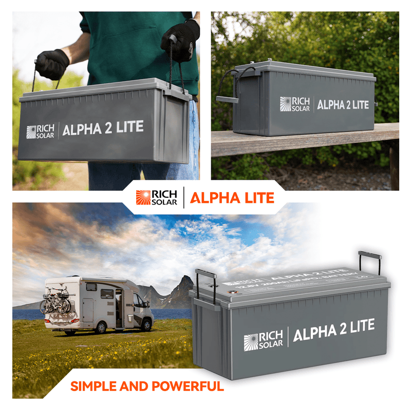 RICH SOLAR ALPHA 2 LITE | 12V 200Ah LiFePO4 Battery | Best 12V Deep Cycle Lithium Battery for RVs, Trailers, Vans, Boats, Off-Grid | 4,000 Lifetime Cycles | Best Value