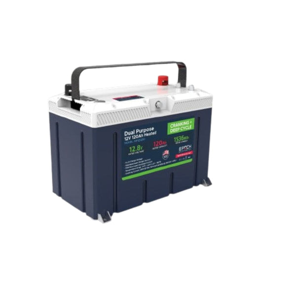 Epoch 12V 120Ah LiFePO4 Dual Purpose Battery | 6000 Cycles | IP54 Rated | Internal Heating