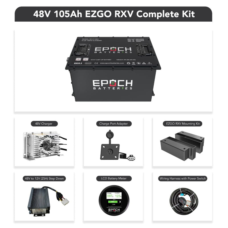 Epoch 48V 105Ah LiFePO4 Golf Cart Battery Set | 3500 Cycle | IP67 Rating | BMS