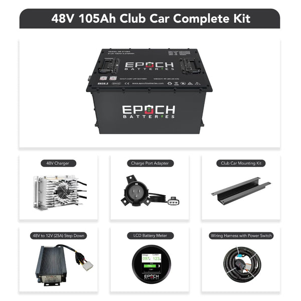 Epoch 48V 105Ah LiFePO4 Golf Cart Battery Set | 3500 Cycle | IP67 Rating | BMS