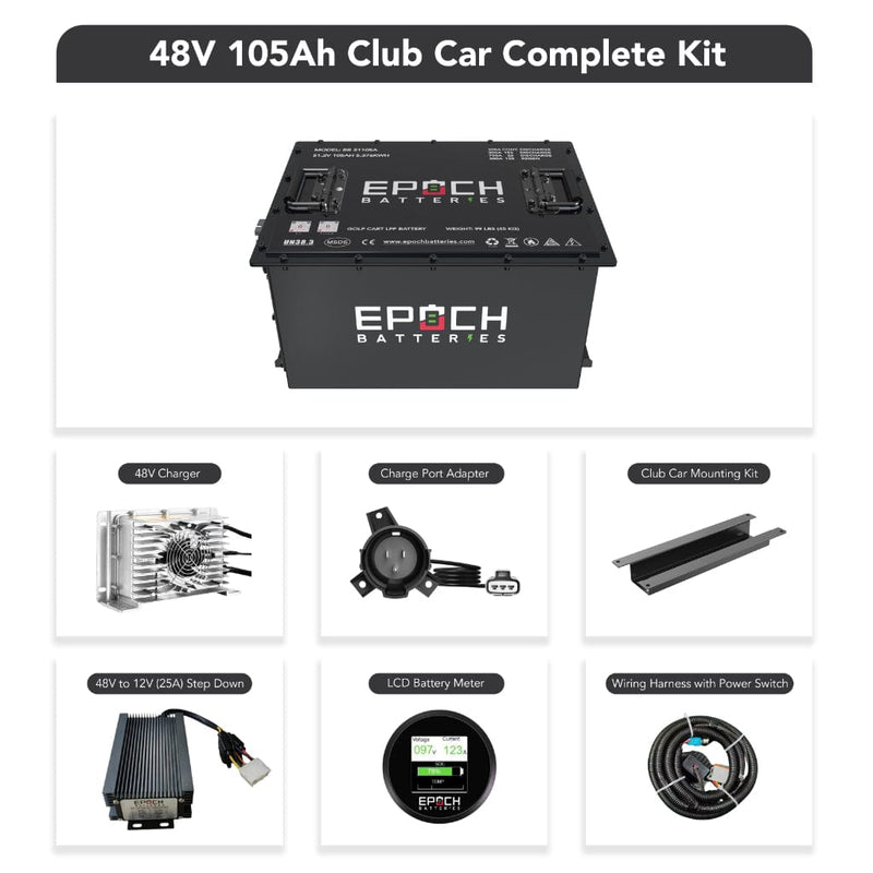 Epoch 48V 105Ah LiFePO4 Golf Cart Battery Set | 3500 Cycle | IP67 Rating | BMS