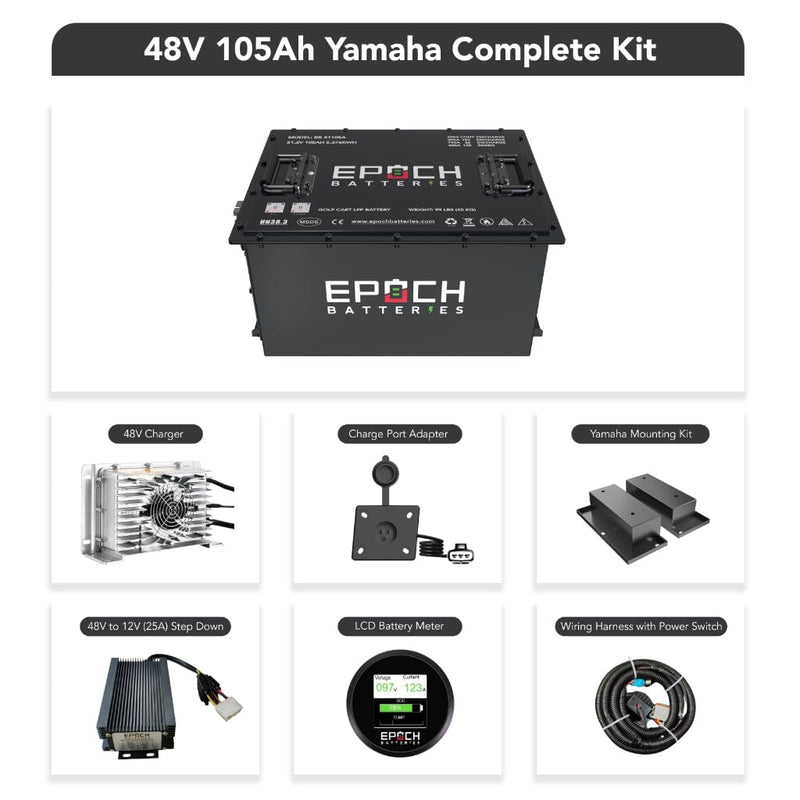 Epoch 48V 105Ah LiFePO4 Golf Cart Battery Set | 3500 Cycle | IP67 Rating | BMS
