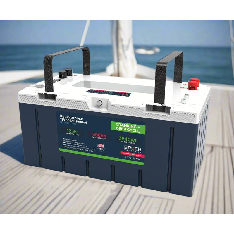 Epoch 12V 300Ah LiFePO4 Dual Purpose Battery | 6000 Cycles | IP67 Rated | Internal Heating