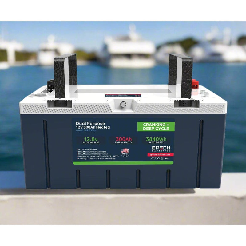 Epoch 12V 300Ah LiFePO4 Dual Purpose Battery | 6000 Cycles | IP67 Rated | Internal Heating